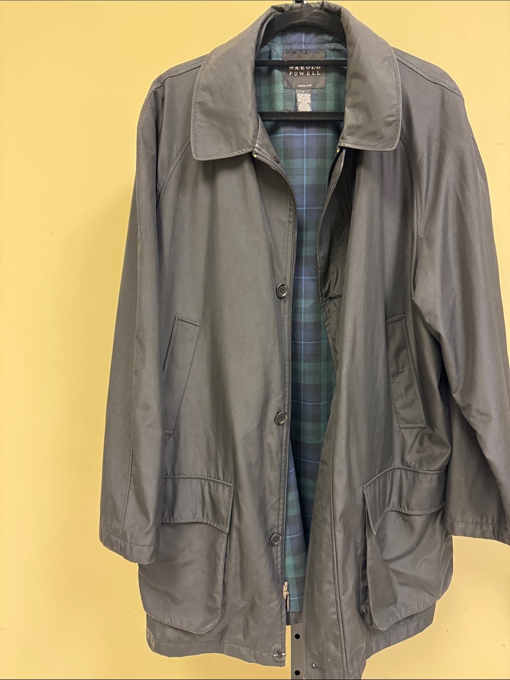 Harold Powell Men's Black Jacket with Plaid Lining